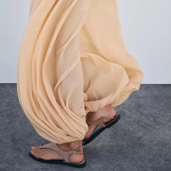 Zara Cream Wide-Leg Pants